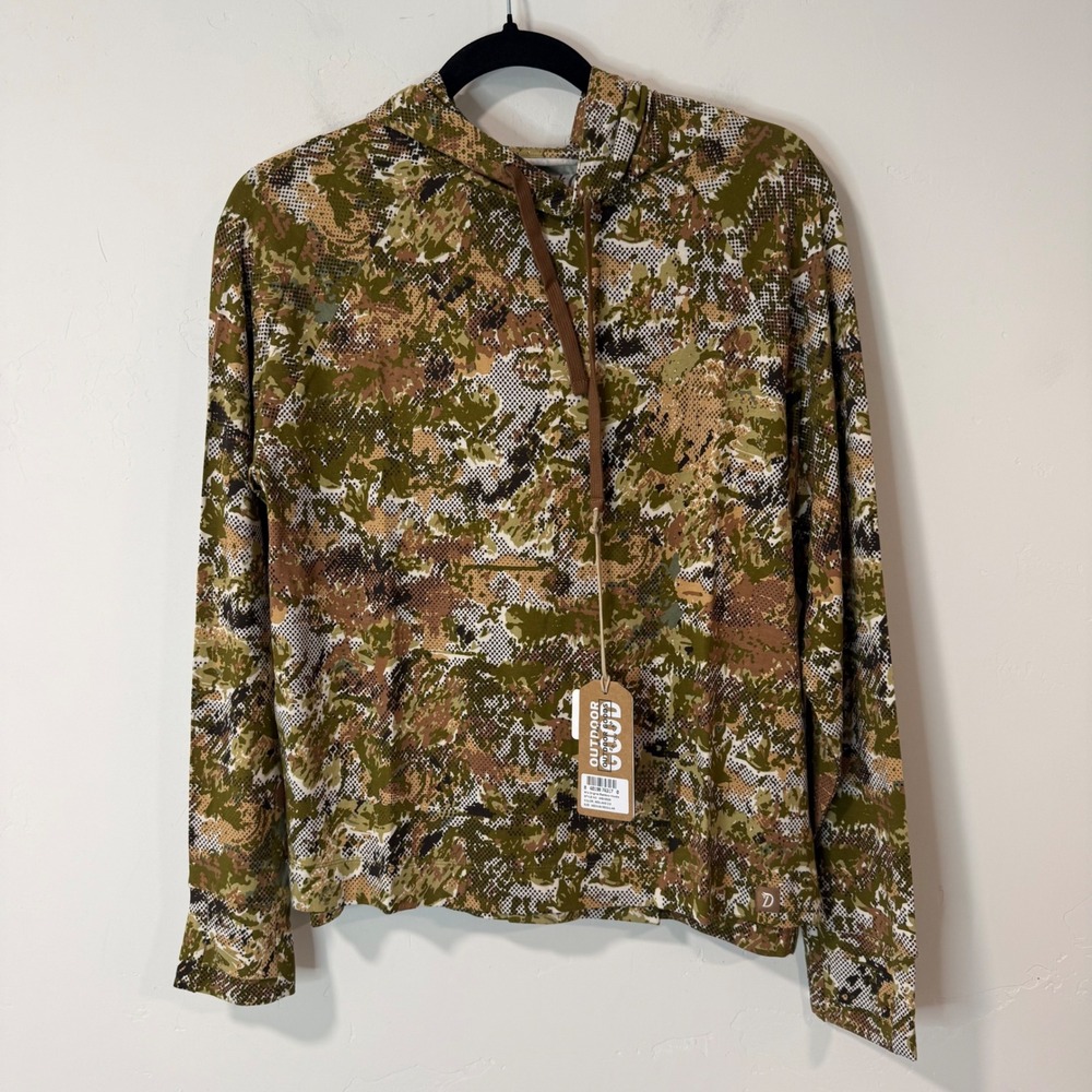 Duck Camp Womens Bamboo Hoodie Medium Midland 2.0 Camo NWT UPF30 Stretch Green